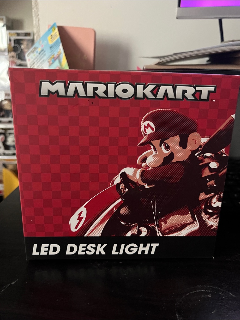 Nintendo Mario Kart Black Checkerboard LED Desk Light Box